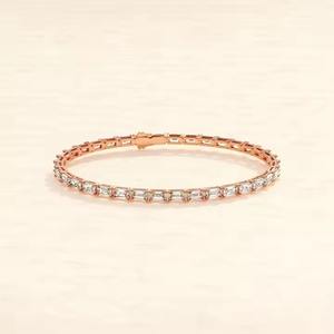 สร้อยข้อมือเพชรโมอิสสีทอง14K สำหรับผู้หญิงสร้อยข้อมือเพชรเทนนิส - Product Image 3