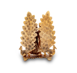 Nouvel arrivage de Statue de Radha Krishna en métal, laiton, plaqué or, Design Pankh, pour la décoration de la maison et l'article cadeau de mariage - Product Image 5