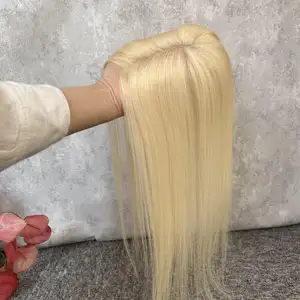 도매 유럽 레미 머리 여자의 토퍼 큐티클 정렬 금발 #613 토퍼