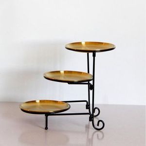 Three Tier Dessert Stand in Solid Iron Silverware Customized Shape and Size Ideal for Restaurants Hotels and Stylish Kitchenware - Product Image 3