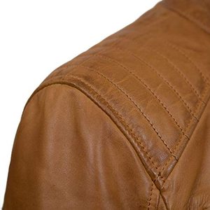 100% <b>Cow</b> Hide Premium Leather Jacket High Quality Woolen <b>Fabric</b> Stand Collar Winter Season OEM Service Garment jacket for men - Product Image 6