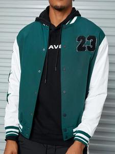 Veste coupe-vent légère pour homme grande taille, veste bomber décontractée de créateur, veste varsity, vêtement d'extérieur uni - Product Image 4