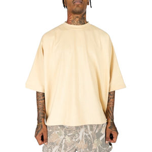 Fabricante personalizado profesional Streetwear Drop Shoulder Oversized Boxy camisetas 100% algodón hombres Boxy Fit camiseta en blanco - Product Image 3
