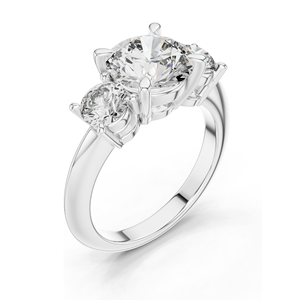 Bague de fiançailles à trois pierres en diamant de laboratoire 3,5 carats, taille brillant rond, or 18 carats, 14 carats, 10 carats et argent 925, rose, jaune, blanc - Product Image 4