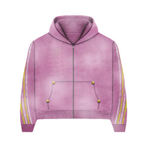 Streetwear hommes femmes détresse broderie lettres fermeture éclair épais et chaud lavage à l'acide 100% coton grande taille ensembles de survêtement - Product Image 6