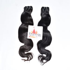 Indian Machine doble trama 100% Temple Bundle Processing Ninguno Venta al por mayor Extensiones de cabello humano de color natural alineado con cutícula - Product Image 1