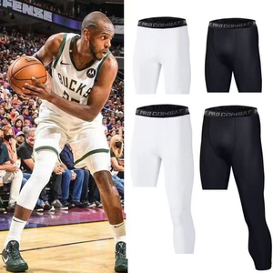 Custom Logo Breathable <b>Men</b> Gym Wear <b>Compression</b> <b>Shorts</b> Baselayer One Leg Pants Basketball Cropped Leggings high quality - Product Image 3