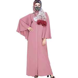 ชุดเดรสมุสลิมขนแกะสไตล์มุสลิมสำหรับสตรีมุสลิมแขนจีบมีซิปสำหรับให้นมบุตร - Product Image 6