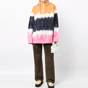 Sweat à capuche Tie Dye de couleur unie pour femme Tissu doux à séchage rapide pour l'hiver décontracté en plein air avec logo sur le devant - Product Image 2