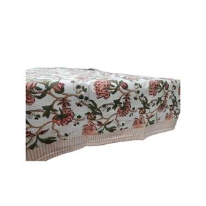 Nappe 100 % coton blanc à motifs floraux imprimés à la main, idéale pour la décoration printemps-été, pour salle à manger, mariage, fête, 150 x 220 cm, pour hôtels - Product Image 4