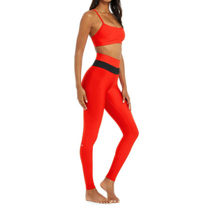 Meilleure vente Dernier style Bas quantité minimale de commande Femmes Yoga Ensemble Vente Directe d'usine Haute Qualité 2 Pièces Solide Respirant Spandex/Nylon - Product Image 4