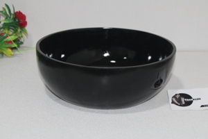 Bol en résine noire traditionnelle de qualité supérieure Design brillant pour servir des aliments Ensemble de vaisselle durable de forme ronde moyenne avec assiette - Product Image 5