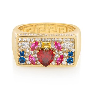 <b>Hot</b> Sale Gold Ring with Heart Red Gem and Multicolored <b>Stones</b> for Statement Fashion or Engagements Available at Export Price - Product Image 2
