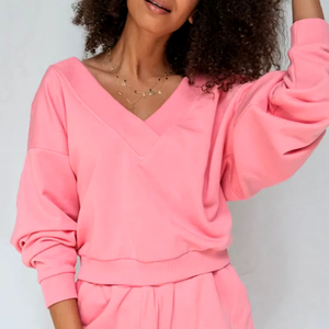 ชุดวอร์ม2ชิ้นของผู้หญิงวัสดุผ้าฝ้าย100% แห้งเร็วเสื้อสเวตเชิ้ตและกางเกงขาสั้นระบายอากาศได้กำหนดโลโก้ได้ตามต้องการ - Product Image 5