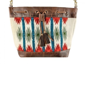 Bolso de lana de cuero genuino de alta calidad estilo bohemio con cremallera de latón antiguo y borlas, cierre superior directo - Product Image 1