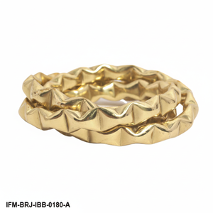 Ensemble de 3 bracelets géométriques en laiton martelé, empilables, dorés, facettés, faits à la main, pour femmes - Product Image 4