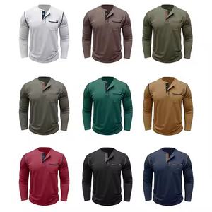 Pedido a granel Camiseta Henley para hombre Tela de algodón de manga larga Opción/Stock. - Product Image 3