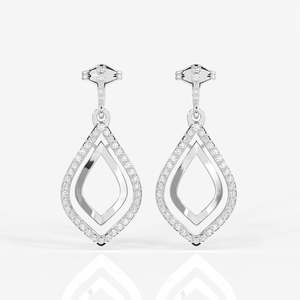 ต่างหูทองคำ 14k ประดับเพชรโมอิสซาไนต์ทรงกลีบดอกไม้สุดหรู - Product Image 5