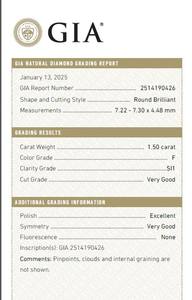 B2B D'VINS JEWELS GIA Certifié 1.50 CT Diamant Blanc Lâche Naturel rond E Couleur FL FLOW Pureté EX Coupe Polie - Product Image 3