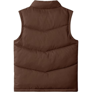 Veste matelassée sans manches en toile coupe-vent pour homme, fermeture éclair, logo personnalisé, épaisse, col montant, légère pour l'hiver - Product Image 4