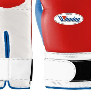 Professional Red White Blue Leather Boxing Gloves <b>Velcro</b> Wrist Training Sparring Gloves for Men and Women - Product Image 3