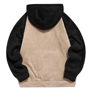 เสื้อฮู้ดขนสัตว์สำหรับสุภาพบุรุษ, เสื้อมีฮู้ดขนสัตว์มีสีน้ำตาลอ่อนสีดำและสีสำหรับฤดูหนาว - Product Image 2