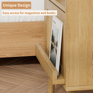 Pata de noche de ratán de madera maciza antigua de lujo, muebles de dormitorio ajustables para uso doméstico para sala de estar - Product Image 6