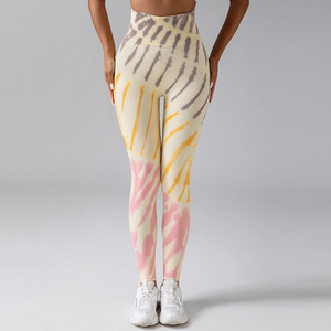 Custom High Waist Tie Dye <b>Yoga</b> Leggings Full Length Gradient Spandex Polyester Four Way Stretch Ruched Butt Fitness <b>Pants</b> - Product Image 3