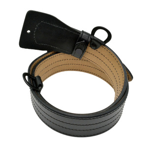 Calidad Premium 2,25 \ "Ancho Cinturón de trabajo de cuero marrón Anillos en D Extraíble Durable Acabado liso Costura Equipo de defensa personal - Product Image 6