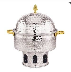 Olla de acero inoxidable con acabado dorado con tapa y portavelas, plato de frotamiento con soporte, el mejor diseño para calentador de alimentos de buffet - Product Image 4