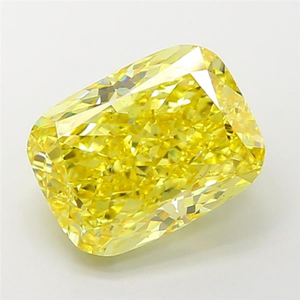 Diamante radiante cultivado en laboratorio, gema suelta, corte cojín, color amarillo vivo, certificado, tipo CVD, brillo deslumbrante, joyería fina atemporal. - Product Image 1