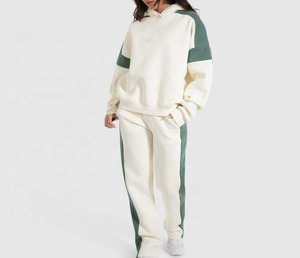 Vente en gros Street Wear personnalisé Sweats à capuche 100% coton de haute qualité à épaules tombantes avec contraste de blocs de couleurs pour femmes - Product Image 1