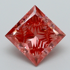 Diamant rose vif fantaisie certifié IGI, cultivé en laboratoire, taille princesse, diamant non monté pour la vente en gros de bijoux fins - Product Image 1