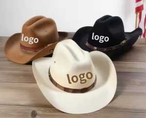 Nueva llegada Buena fábrica barato al por mayor moda occidental hombres sombrero de vaquero con logotipo personalizado - Product Image 5