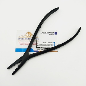 Pince d'extension de cheveux longs de 7 pouces en acier inoxydable noir mat à 3 trous avec micro anneau nano pour extensions de cheveux - Product Image 4