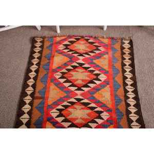 2.9x9.5 ft Rug, <b>Runner</b> Turkish Rug, <b>Red</b> Kilim Polka dot Rug - Product Image 5
