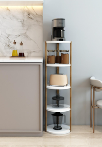 <b>Round</b> 5-Tier Wooden Side Table Multi-Purpose <b>Shelf</b> Table Natural & Stylish Design - Product Image 3