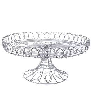 ขาตั้งเค้กแบบลวดเหล็กเป็นมิตรกับสิ่งแวดล้อม สีเงิน ชั้นเดียว สำหรับงานแต่งงาน งานวันเกิด ใช้บนโต๊ะอาหาร ล้างในเครื่องล้างจานได้ - Product Image 1