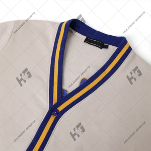 Suéter de punto unisex con cuello en V y ribete sólido, cárdigan universitario de invierno personalizado, transpirable, antiarrugas, estilo universitario, prendas de punto - Product Image 2