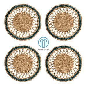 ชุดที่รองจานหญ้าทะเลทรงกลมแผ่นรองจานแบบธรรมชาติสำหรับโต๊ะรับประทานอาหารบ้านในฟาร์มแบบชนบทและของตกแต่งบนโต๊ะอาหารสไตล์โบฮีเมียน - Product Image 3