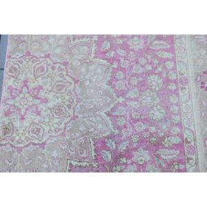 พรมวินเทจขนาด 2.5x3 ฟุต พรมตุรกีขนาดเล็ก พรมลายตารางสีชมพูขาว - Product Image 5