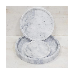 Vente en gros Plateau de service décoratif rond en marbre de luxe avec poignée en métal Accessoires de salle de bain pour le service du petit-déjeuner - Product Image 5