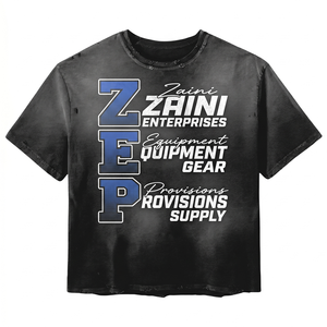 T-shirt en coton épais délavé à l'acide, imprimé sérigraphié avec logo sur la manche droite, écologique, respirant, coupe oversize pour homme - Product Image 1