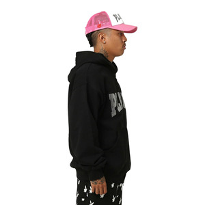 Vente en gros Sweat à capuche mode surdimensionné avec strass délavé à l'acide Sweat-shirt vintage à fermeture éclair avec appliques brodées pour hommes - Product Image 5