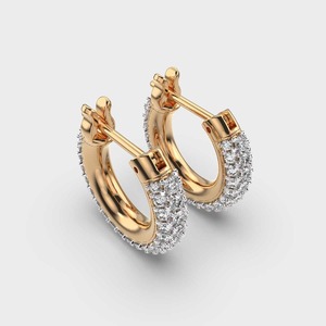 Boucles d'oreilles créoles pavées de diamants ronds cultivés en laboratoire certifiés IGI, en or jaune/blanc/rose 14 carats, boucles d'oreilles créoles de luxe en diamants - Product Image 3
