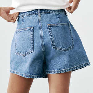 Fashionable Custom Desgin Double-Breasted Mid Rise 3 Button Closure Women's Denim <strong>Skirt</strong> Summer Washed <strong>Warp</strong> Breathable Girl <strong>Skirt</strong> - Product Image 3