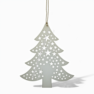 Customizable <b>White</b> <b>Christmas</b> <b>Tree</b> Ornament Metal Blank Sublimation Starry Cutout for DIY Holiday <b>Decorations</b> and Gifts - Product Image 1