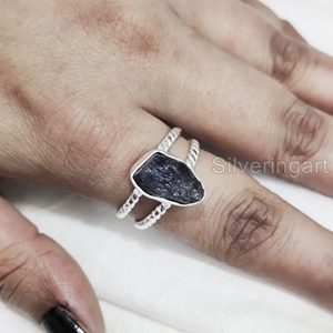 เครื่องประดับหินหยาบแหวนผู้หญิงพลอย tanzanite ธรรมชาติ December birthstone Twist Twist Double band PARTY 925แหวนเงินสเตอร์ลิง - Product Image 3