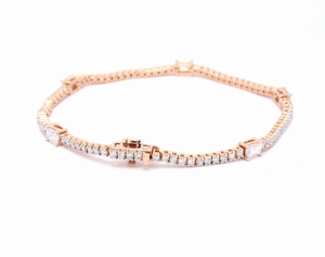 Elegant 2.76 Ct Emerald Cut Lab Grown Diamond Bracelet <b>14K</b> Rose <b>Gold</b> VVS-VS EF 7 Minimalist Luxury <b>Chain</b> Jewelry - Product Image 2