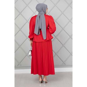 ฮิญาบแบบกระดุมไหล่มี2ชิ้นสีแดง - Product Image 4